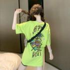Loose-fit Printed T-shirt Neon Green - One Size