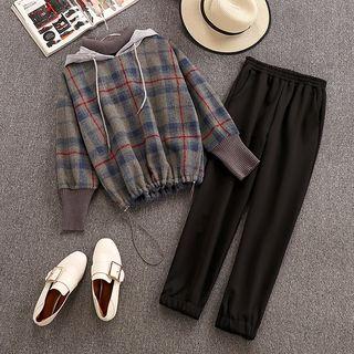 Set: Mock Two-piece Hoodie + Straight-cut Pants