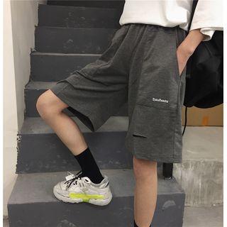 Wide-leg Letter Shorts Dark Gray - One Size