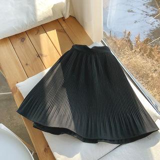 Accordion-pleat Mini Flare Skirt
