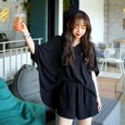 Set: Dip-back Oversized Hoodie + Sweatshorts