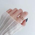 Rhinestone Hollow Heart Ring 1pc - Gold - One Size