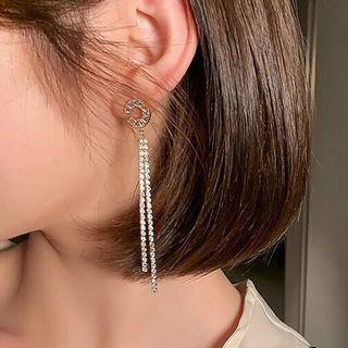 Sterling Silver Rhinestone Fringed Earring Nd.d3022 - 1 Pair - Gold - One Size