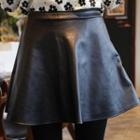 Faux-leather A-line Miniskirt