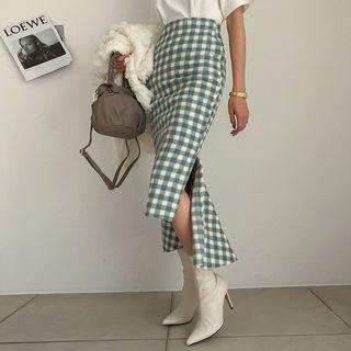 Tail-back Check Mermaid Skirt