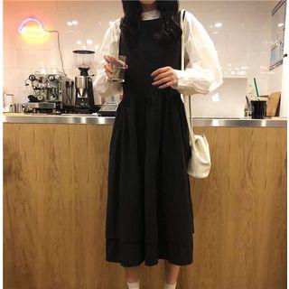 Plain Blouse/ Midi Pinafore Dress