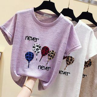 Leopard Print Balloon Print Short-sleeve Top