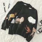 Animals Print Loose-fit Sweater