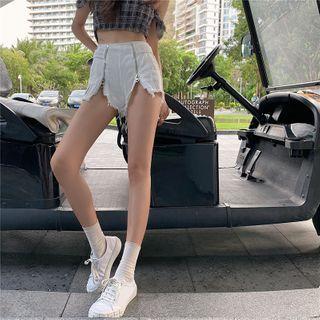 Zipper High-waist Denim Shorts