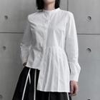 Long Sleeve Pleated Asymmetrical Shirt