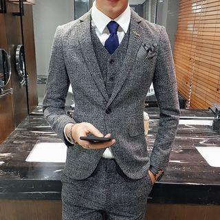 Set: One-button Blazer + Vest + Pants