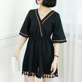 Petite Size Patterned Wrap Playsuit