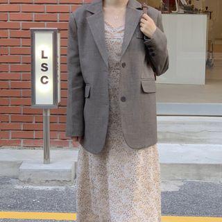 Single Breasted Blazer Brown - One Size
