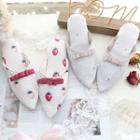 Printed Bow-accent Pointed Mules
