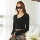 Long Sleeve Scoop-neck Slim-fit T-shirt
