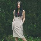 Japanese-style Tie-accent Plain Dress