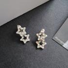Faux Pearl Rhinestone Star Earring 1 Pair - S925 Silver Stud Earrings - White - One Size