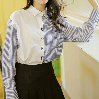 Striped Panel Shirt Blue - One Size