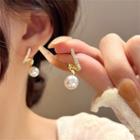 Rhinestone Faux Pearl Alloy Dangle Earring 1 Pair - Stud Earring - Gold - One Size
