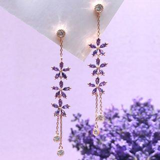 Alloy Rhinestone Flower Dangle Earring As Shown In Figure - One Size