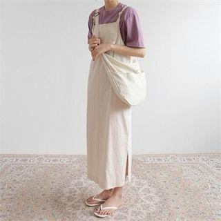 Pocket-detail Linen Blend Suspender Dress