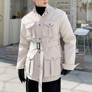 Plain Belted Cargo Jacket