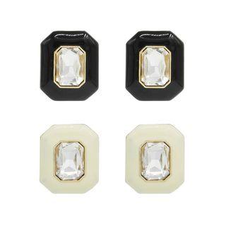 Rhinestone Octagon Earrings