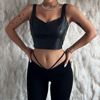Faux Pearl Crop Tank Top