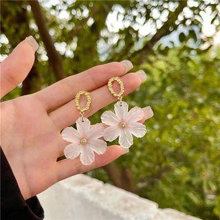 Floral Drop Sterling Silver Ear Stud 1 Pair - Stud Earrings - White - One Size