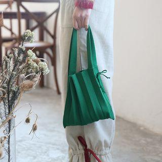 Knit Pleated Handbag Green - One Size