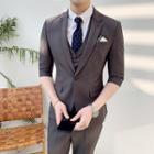 Suit Set: Button Blazer + Vest + Dress Pants