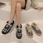 Faux Fur Houndstooth Faux Suede Sneakers