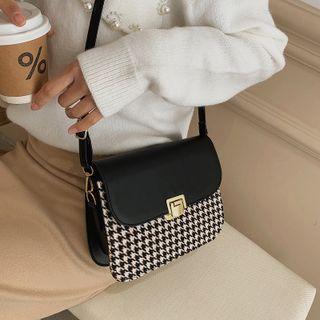 Houndstooth Print Plaid Crossbody Bag