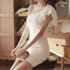 Frilled One-shoulder Sleeveless Dress