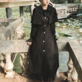 Furry Collar Cape-sleeve Coat