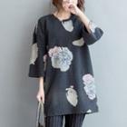 3/4-sleeve Floral T-shirt Dress