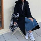 Plain Loose-fit Hooded Coat Black - One Size