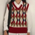 Argyle Sweater Vest As Shown In Figure - One Size