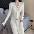 Long-sleeve Slim Fit Ribbed Knit Dress