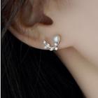 925 Sterling Silver Faux Pearl Leaf Earring As Shown In Figure - One Size