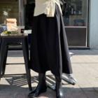 Plain Midi A-line Skirt 6991 - Black - One Size