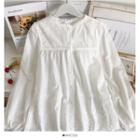 Lace-trim Embroidered Loose Shirt White - One Size