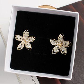 Rhinestone Flower Ear Stud / Clip-on Earring