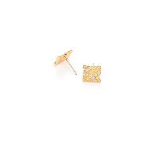 Shirred Square Alloy Earring 1 Pair - Earrings - Rhinestone - Gold - One Size