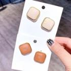 Wooden Square Stud Earring