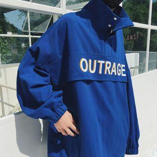 Lettering Half-placket Jacket