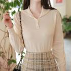 Two-way Buttoned Knit Top