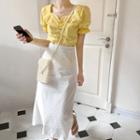 Ruffle Trim Short-sleeve Top / Midi Skirt