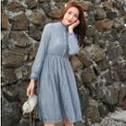 Long-sleeve Midi A-line Lace Dress / Blouse
