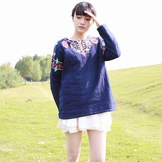 Long-sleeve Linen Top